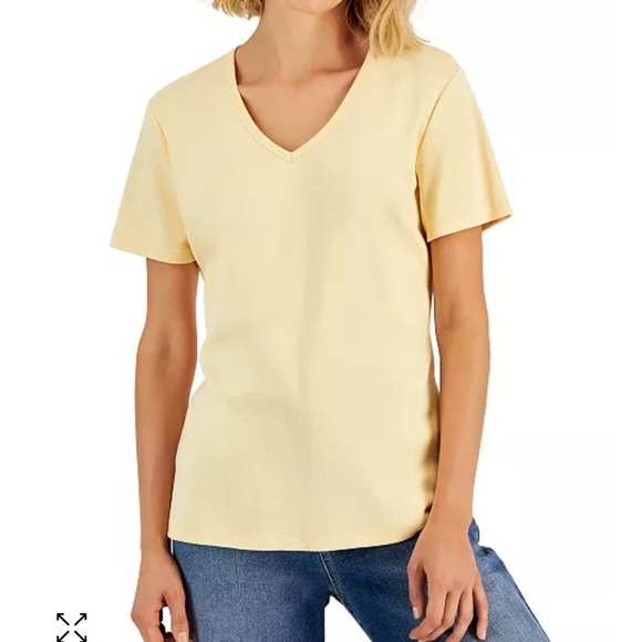 Karen Scott Tops - Karen Scott yellow Tee 100% cotton Size PM